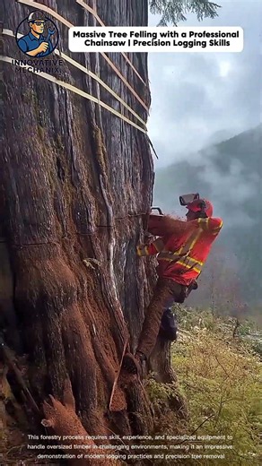 Massive Tree Felling with a Professional Chainsaw | Precision Logging Skills