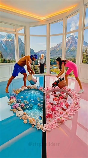 THIS DOUBLE FLOOR IS SO CRAZY 😱 Luxury Ocean vs Roses Infinity Pool Epoxy Floor