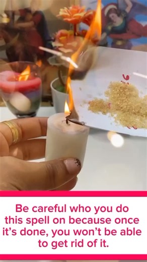 Be careful who you do this spell on because once it's done,you won't be able to get rid of it,all you have to do is take a piece of paper and write your name,and the name of your beloved in the shape of a cross,as shown then,sprinkle a little sugar on it,and spray some of the perfume you have the most of,finally burn the paper and while it burns,say their name three times,quietly saying come to me,you will see that this person will become completely new with you,so loving that everything they ha