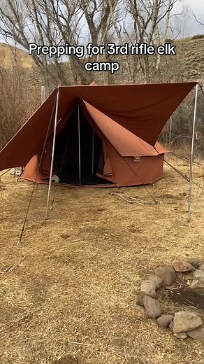 2 tents, 2 wood burning stoves 🙌 3rd rifle in Colorado starts on saturday! Whos getting out to hunt? #basecamp #huntcamp #elkhunt #canvastents