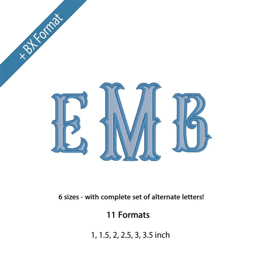 Fishtail Monogram Embroidery Font, Fishtail 2 Colors, Machine Embroidery Alphabet, Vintage Fishtail Letters, 6 Sizes, 11 Formats + BX Font - Etsy Australia