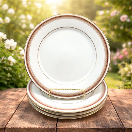 Noritake Luncheon Plate Doral Maroon Gold Band China Dinnerware Wedding Gift Formal Dining Set Burgundy Elegant Collection Discontinued 1978 - Etsy Australia