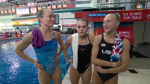 All love in the women's 3m springboard ❤️ 📺: NBC and Peacock TV #MTUSA | #DivingTrials24 | Team USA