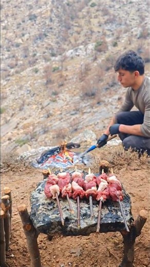 Off Grid Campfire Cooking | Shish Kebab Over Open Fire | No Talking | Food & Nature Sounds