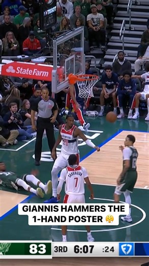 Giannis Antetokounmpo scoops the loose ball and turns it into a MONSTER one-hand poster! 😮‍💨👌 WAS-MIL • LIVE on NBA League Pass ➡️ https://www.nba.com/how-to-watch-game-redirect/0022500086?platform=Facebook&surface=Post | NBA