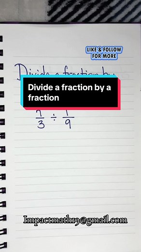 Divide a fraction by a fraction. #dividingfractions #dividefractions #fractions #impactmath19 @Impact Math Teacher