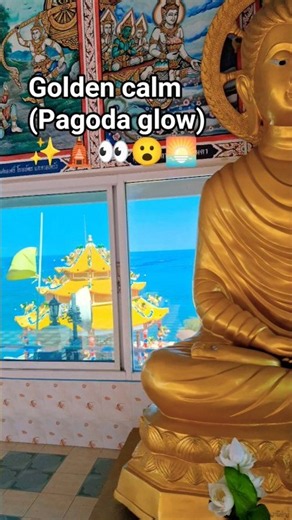 GOLDEN Buddha window view #onlyinThailand #KohLoi😮✨🛕