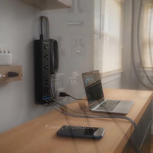 Power Up Your Devices! ⚡ 5-Outlets + USB-C Surge Protector