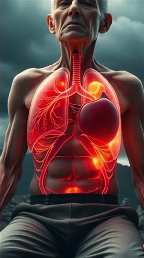 Rapid Breathing in Old Man | Lung Anatomy Visualization #Shorts