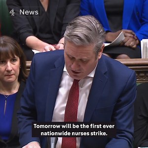 "If he did, the whole country would breathe a sigh of relief." Labour Leader Sir Keir Starmer says the PM could stop the first nationwide nurses strike by opening a door to discuss pay. Rishi Sunak says the government has already supported nurses with grants and pay rises. | Channel 4 News