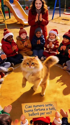 Il mio gatto danza felice con i bambini