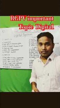 RGPV important topic # Digital system # 3rd semester