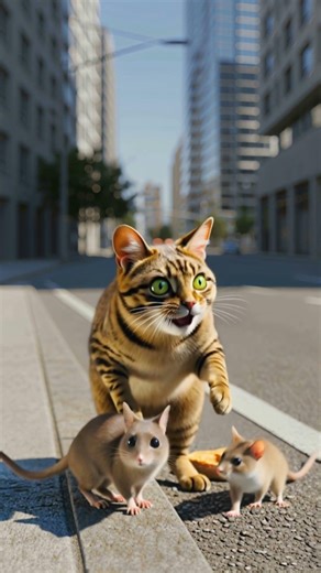 Funny cat acting with two mice #aianimalfunny #aicat #aimouse #aicomedy #aianimals