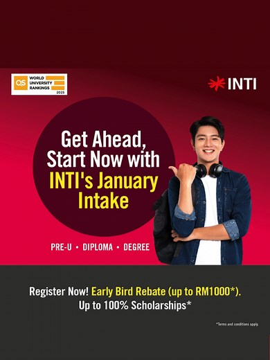 Get ahead, start now with INTI's January intake. #YourFutureBuiltToday #FREEDiploma #FreeFoundation #FREEALevel #INTIScholarships
