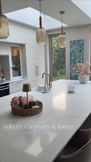 12 reactions | A kitchen designed to feel as good as it looks ✨ From the bespoke cabinetry to the marble-style worktops and warm brass details, every inch was crafted to elevate this home. Bespoke kitchens, built around how you live. Interested in getting a new kitchen for your home in 2026? Enquire today! #kitcheninspiration #kitchendesign #kitchensdublin #kitchenrenovation | Doherty Carpentry and Joinery IE | Facebook