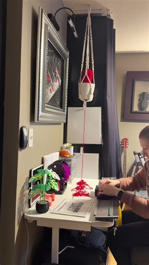 I Hung My Yarn From the Ceiling… and It’s PERFECT 😍🧶 #yarncrafts