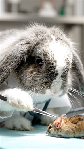 A rabbit operation treatment a mouse in serious condition 🤕