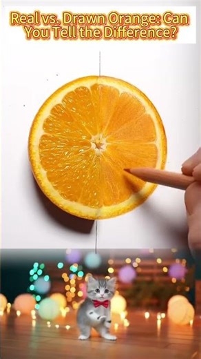 Mind-Blowing Orange Trick Half Real, Half Drawn!#painting #art #tutorial