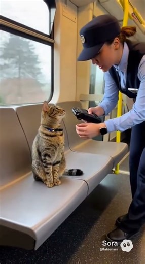 Le chat fraudeur se fait contrôler dans le train ! 🎫😹