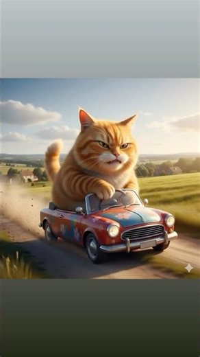 Angry Fat Cat Driving Car | Funny Realistic 3D Animation