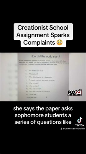 An Oklahoma high school writing assignment drew complaints from parents and students who felt the questions were leading and clearly biased toward Christian beliefs. Is this assignment appropriate for a public school classroom? | Universal Life Church