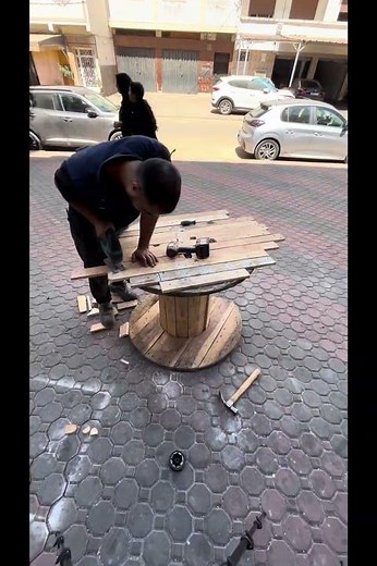 Amazing Wooden Spool Transformation into Table! 😍🪵 #Shorts#diy