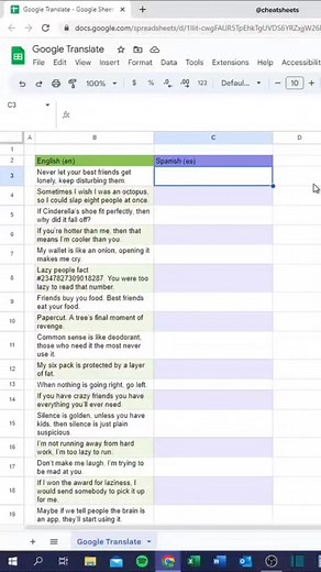 How to translate in Google sheet #Excel #exceltips Excel Formulas Help page(MIS) Excel Tricks EXCEL TRICKS Excel Solutions (Official) Excel Expert #exceltricks LEARN MORE | LEARN MORE