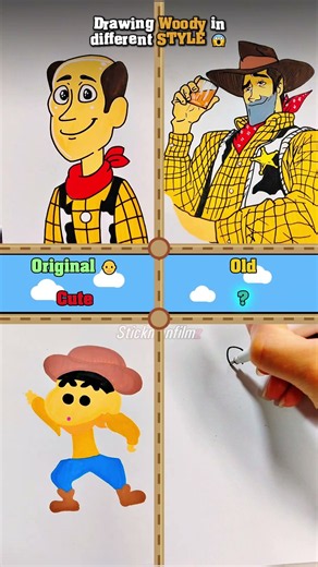 Drawing Woody in different STYLE 🤠 #drawing #howtodraw #art