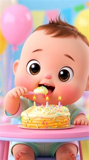 Cute Baby Eating Birthday Cake ASMR 🎂 Adorable Baby Mukbang | Super Satisfying Eating Sounds #shorts