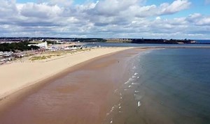 South Shields: Aerial views show pier and beach in Tyneside