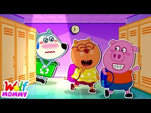 Little Wolf Goes to School Without Clothes! 😱 Funny School Day | Mommy Wolf Kids Cartoon