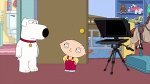 It doesn't even shock us that Brian's been reading off a teleprompter. 😂 | Family Guy