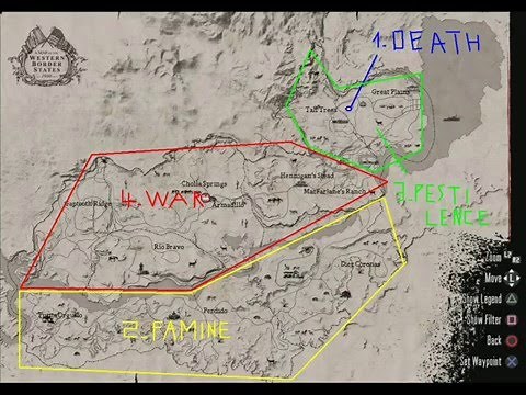Red Dead Redemption: Undead Nightmare - Location of the 4 horses of the apocalypse