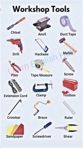 Workshop Tools Vocabulary in English | 20 Essential Tools Names with Easy Meanings | Learn English
