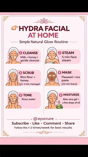 Hydra Facial at Home 💆‍♀️ | Get Glass Skin Naturally in 6 Easy Steps ✨