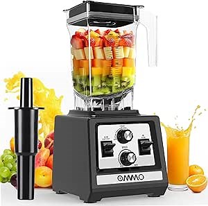 OMMO Blender for Smoothies: 1800W Peak Blenders for Kitchen, 68oz BPA-Free Pitcher, Timer & Speed Control, 6 Stainless Steel Blades, Dishwasher Safe Blender for Ice Crush/Smoothies/Frozen Drinks/Black