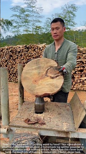 DIY Power Log Splitter: How a Motor & Drill Bit Make Firewood Fast)