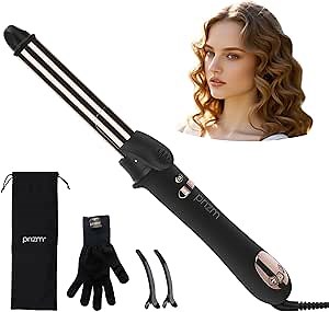 Prizm Nano Titanium Automatic Rotating Curling Iron 1.25 Inch Worldwide Dual Voltage Curling Wand Hair Wand LCD Display 11 Temperature Effortless Curls Spinning Barrel Negative Ions 360° Swivel Cord