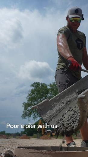 Pour a concrete pier with us. 1/3 yard of concrete per hole #ceoofconstruction #concrete #pier #foundation