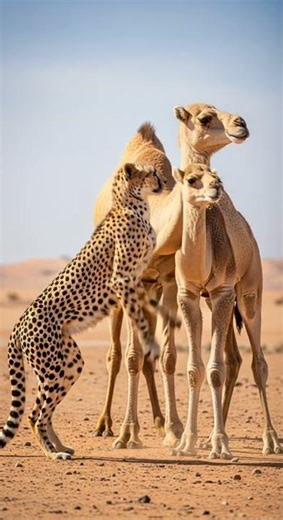 Will the camel successfully fight back in this epic desert showdown