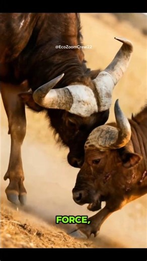 Bull vs Bull: A Brutal Battle for Dominance in the Wild#shorts #wildlife #animals #ecozoom #nature