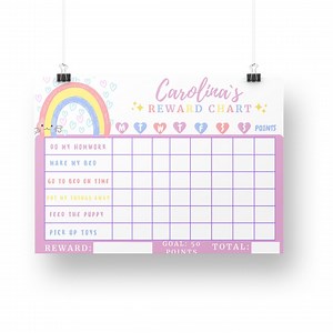 Rainbow Rewards Chart, Canva Template, Rewards Chart, Planner Chart, Rainbow Themed, Editable, Customizable and Printable, Quick and Easy. - Etsy UK