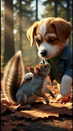 Puppy Saves Dying Baby Squirrel! 🐿️❤️ #shorts #sadstory