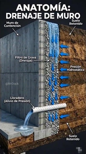 Is Your Wall Going to BURST? Hydrostatic Pressure Explained #Shorts It's not the soil that's knocking down your wall, it's the trapped WATER. In this video we analyze "Hydrostatic Pressure": an invisible force capable of demolishing concrete... | Bom Pedreiro