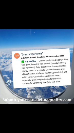 13 reactions | “Couldn’t have asked for more” is how today’s review of the day describes easyJet. Have you flown with them recently? How was your experience? Submit your reviews and read other passengers over at: airlinequality.com #skytrax #airlinequality #reviewoftheday | Skytrax | Facebook