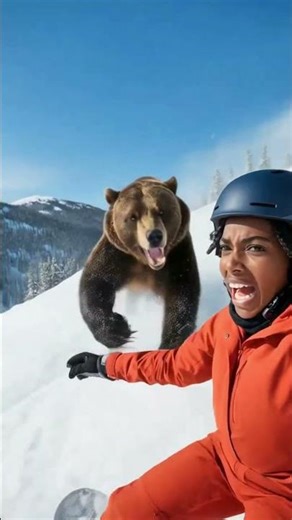 Bear Chases Snowboarder Down the Mountain! 🐻🏂😱
