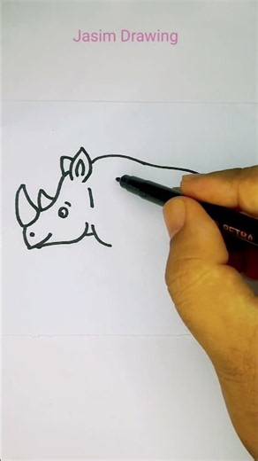 How To Draw A Rainbow Rhino 🦏#art #drawing #painting