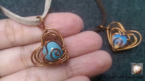 Heart pendant from copper wire - fast version 290