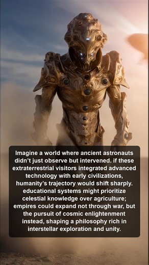 Explore a world where extraterrestrial visitors influenced human history, reshaping education, philosophy, and civilization through cosmic knowledge and unity instead of conflict and war over resources. | Alien Footprints in History
