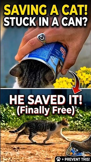 He Saved a Cat Stuck in a Can… Watch What Happens! 😱#cat #animalrescue #pets i